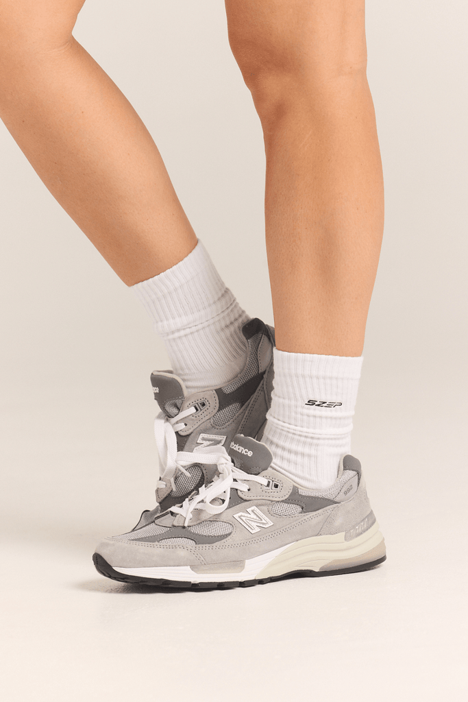 SZEP white high sock with black SZEP embroidered 