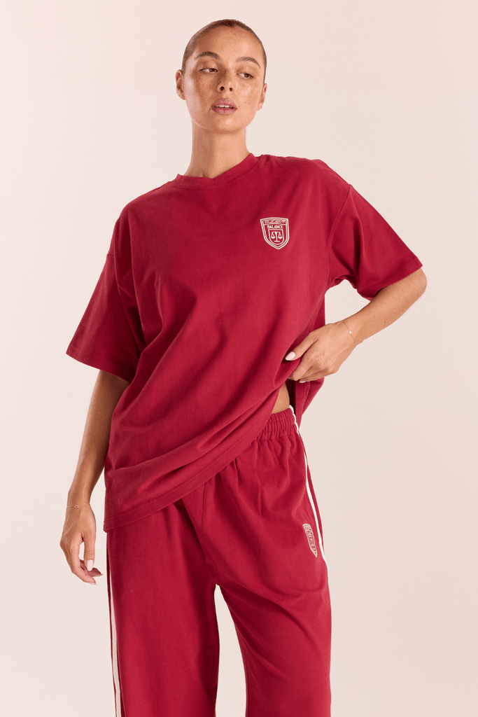 Crest Oversized Class Tee - Burgundy