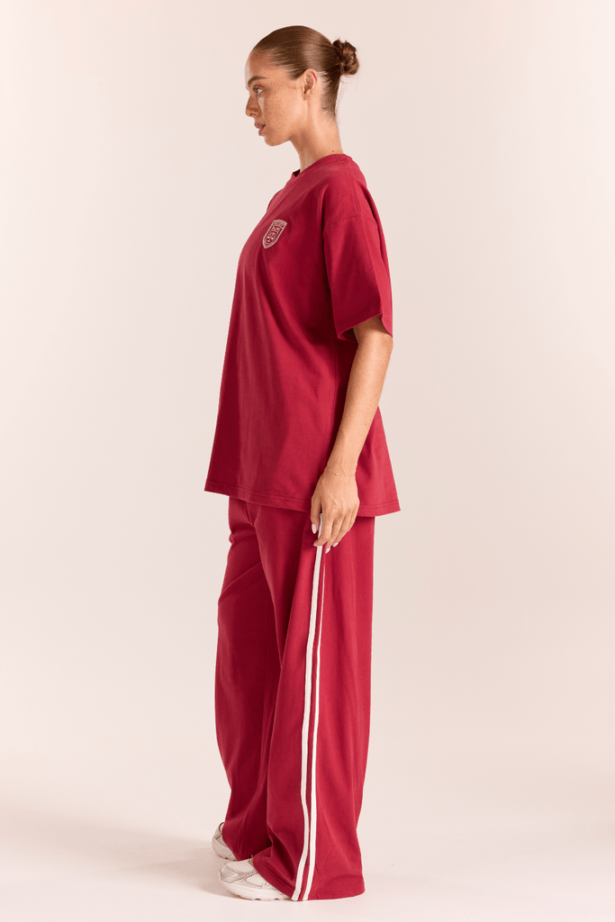 Crest Oversized Class Tee - Burgundy