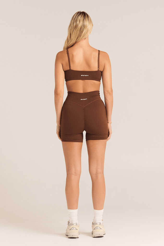 SZEP Chocolate Crop with wrap front design and adjustable straps