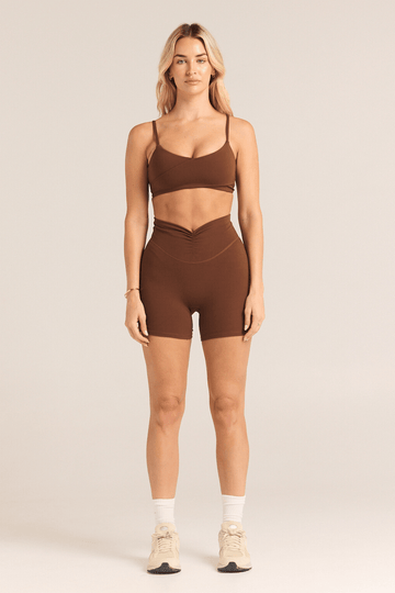SZEP Chocolate Crop with wrap front design and adjustable straps