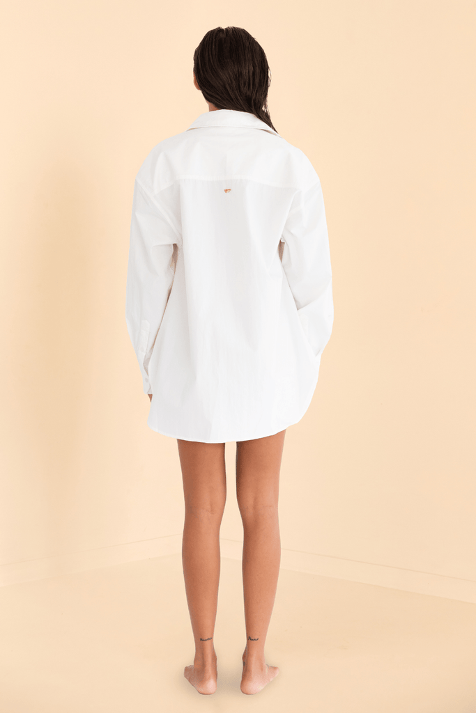 Szep White 100% Cotton Overshirt, designed to be paired with resort wear & swim